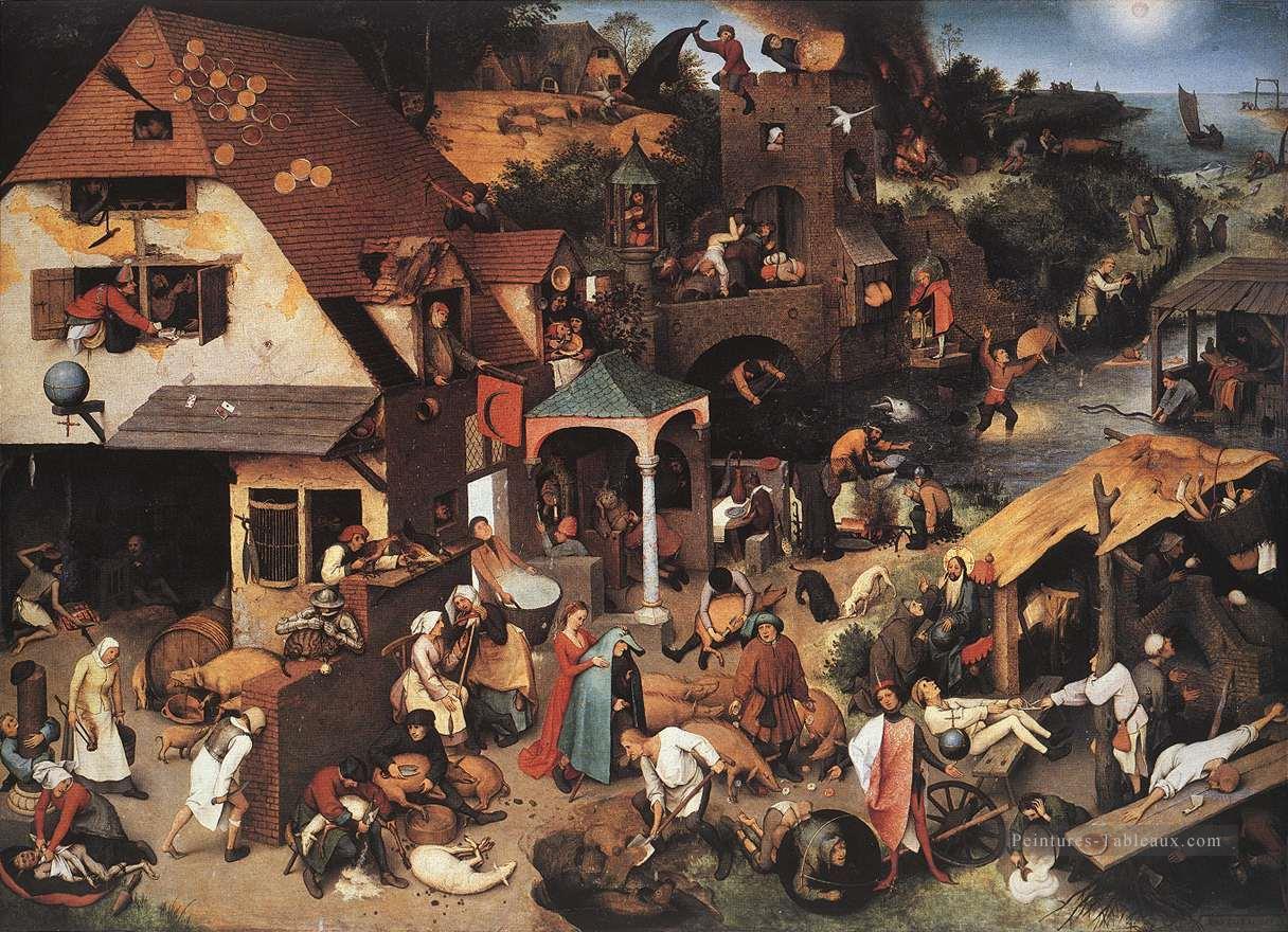 hollandais Proverbes flamand Renaissance paysan Pieter Bruegel l’Ancien Peintures à l'huile